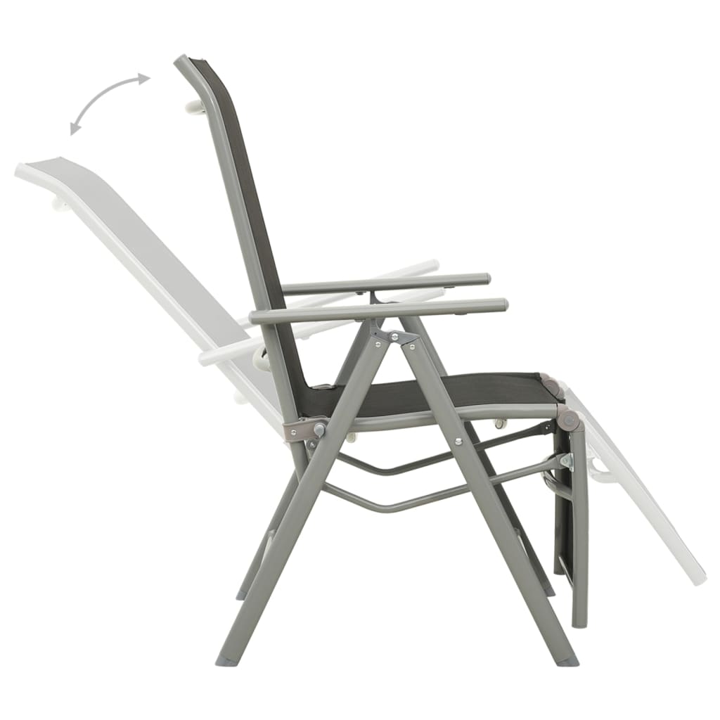 vidaXL Cadeiras jardim reclináveis 2 pcs textilene e alumínio prateado