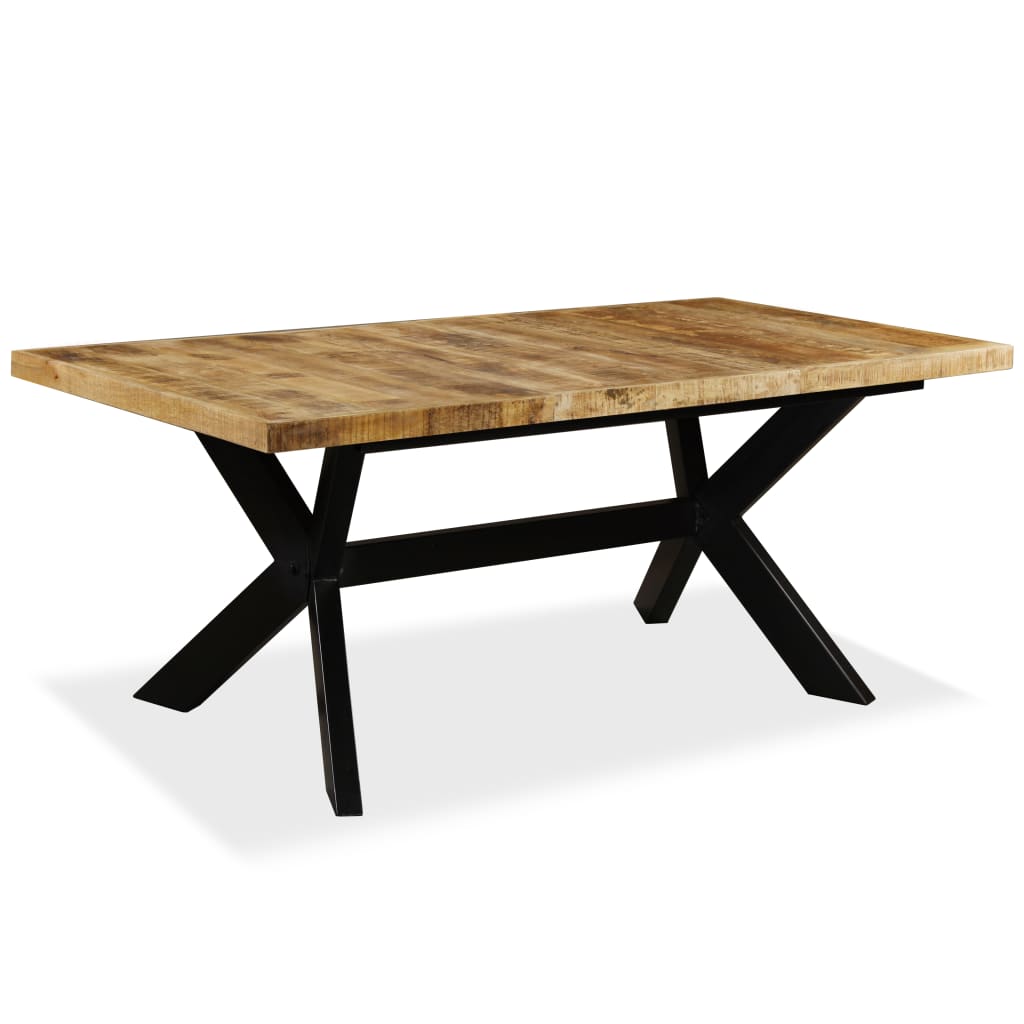 vidaXL Mesa de jantar madeira de mangueira maciça + aço em cruz 180 cm
