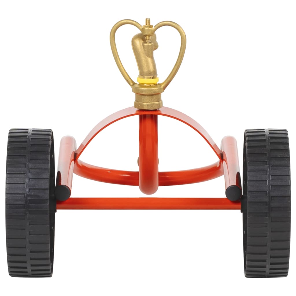 vidaXL Aspersor com rodas e cabeça rotativa aço vermelho