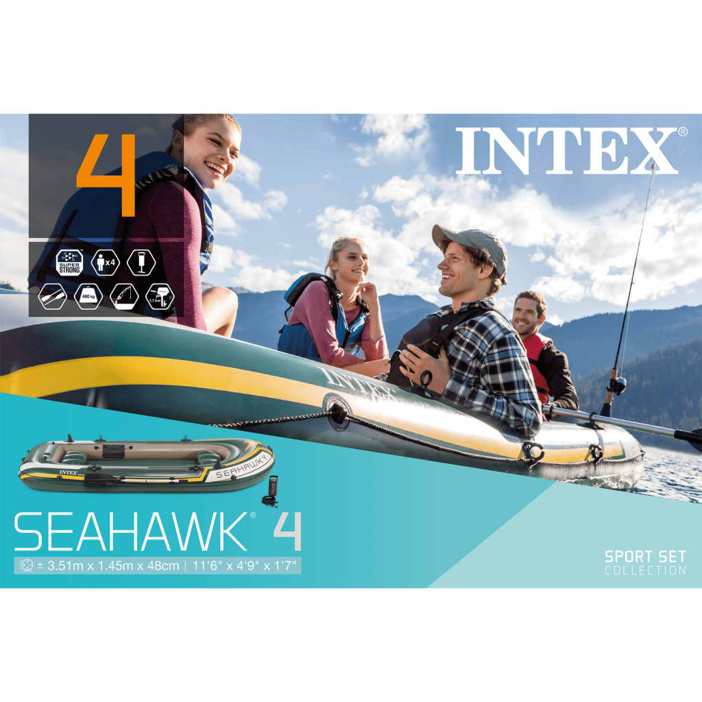 Intex Seahawk 4 Conjunto barco insuflável com remos e bomba 68351NP
