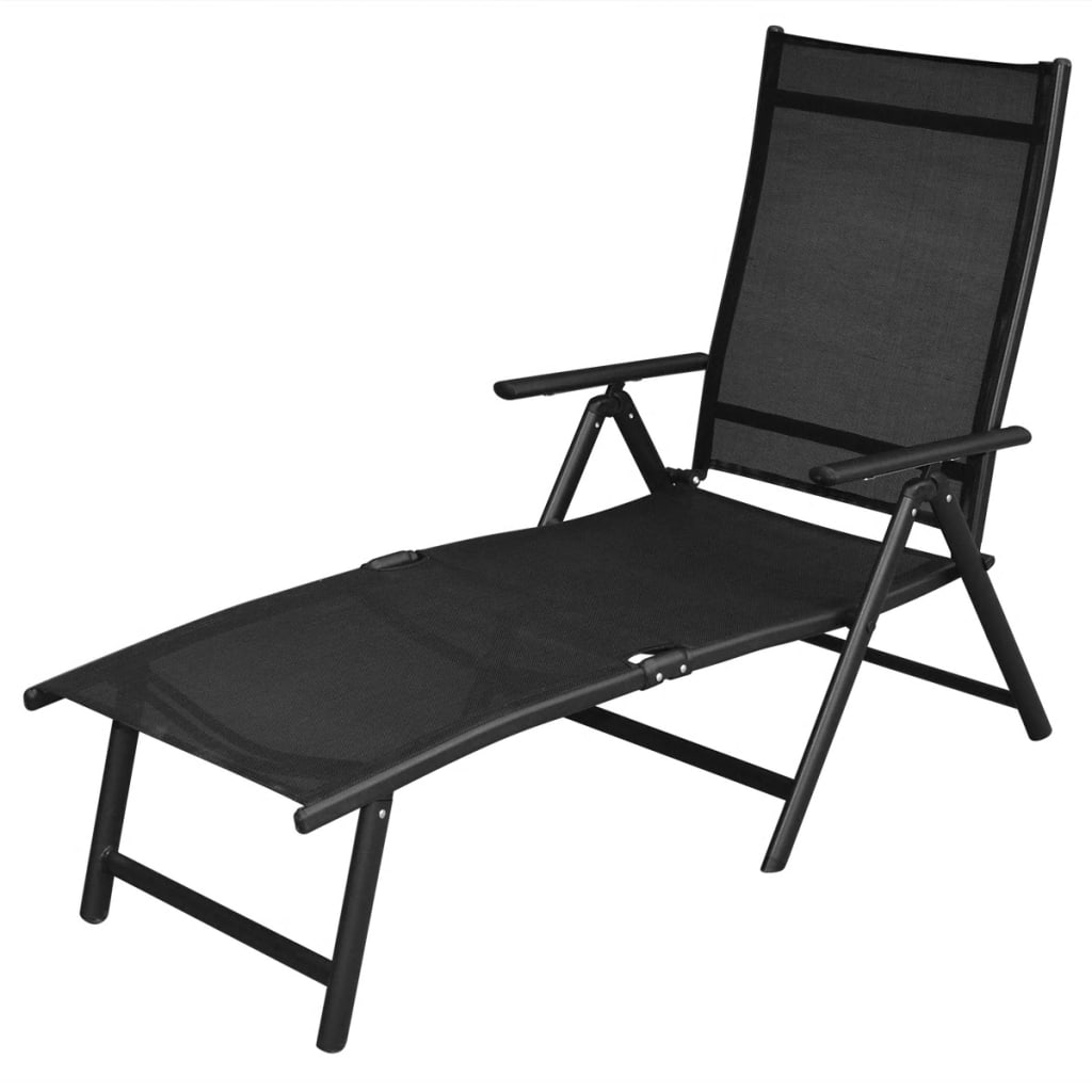 vidaXL Cadeiras de jardim dobráveis 9 pcs alumínio preto