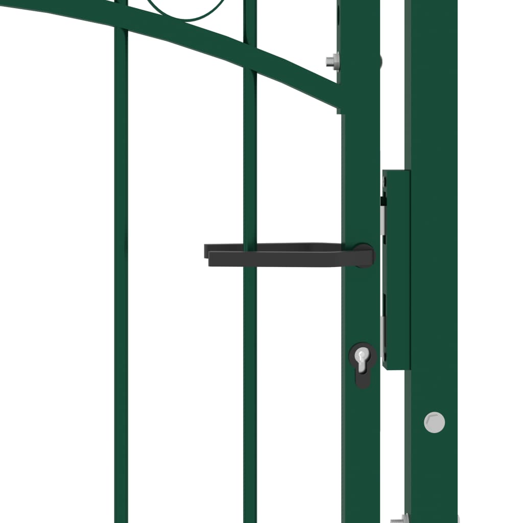 vidaXL Portão para cerca com topo arqueado 100x100 cm aço verde