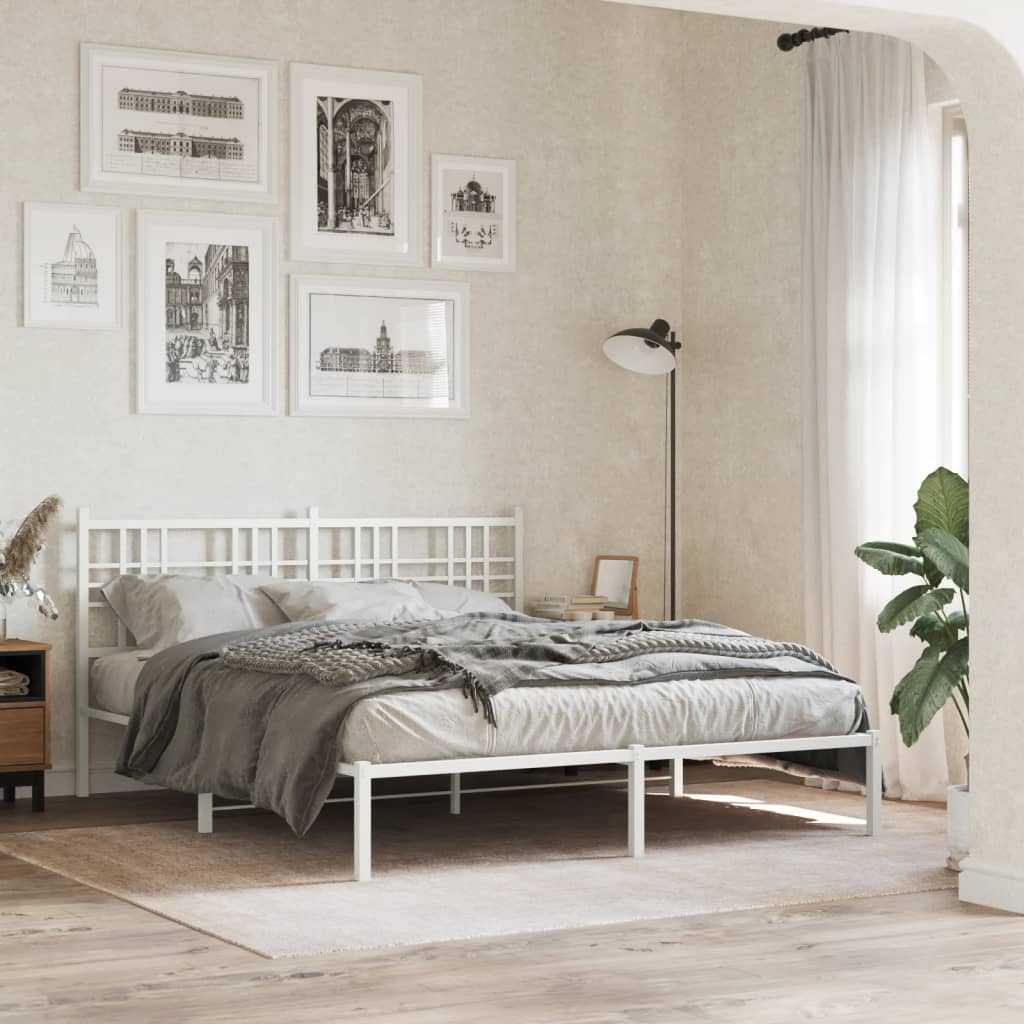 vidaXL Estrutura de cama com cabeceira 160x200 cm metal branco