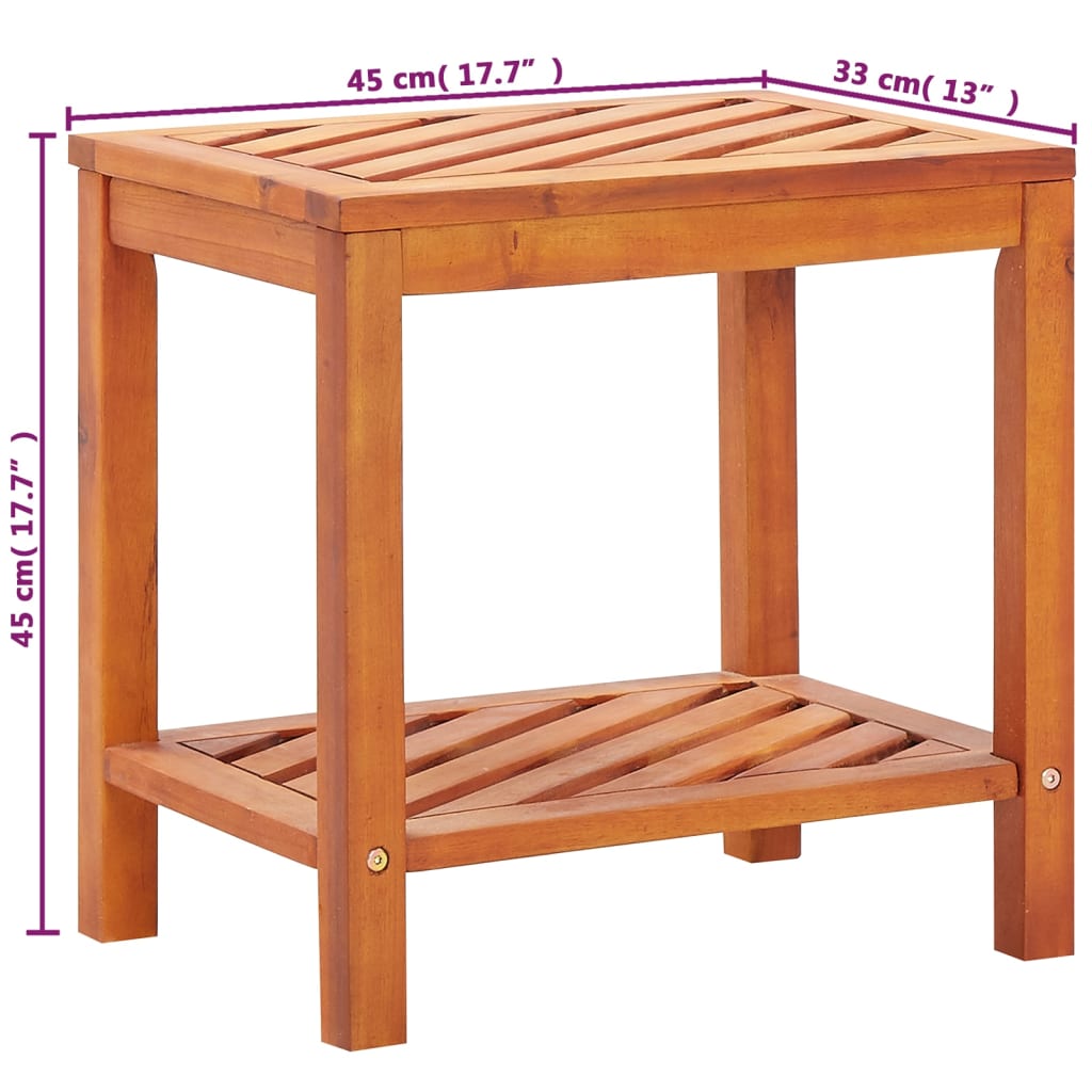 vidaXL Mesa lateral em madeira de acácia maciça 45x33x45 cm
