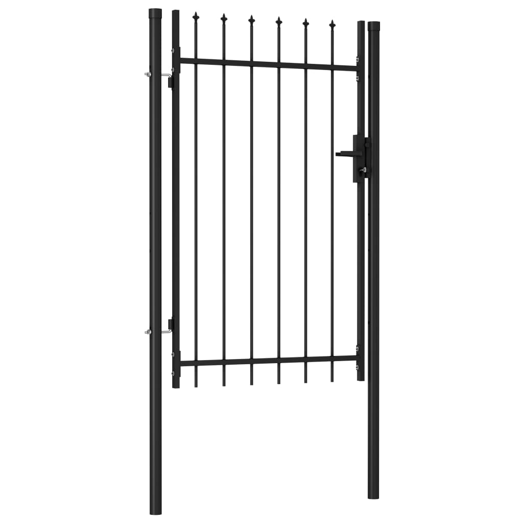 vidaXL Portão de vedação individual topo em espeto aço 1x1,5m preto