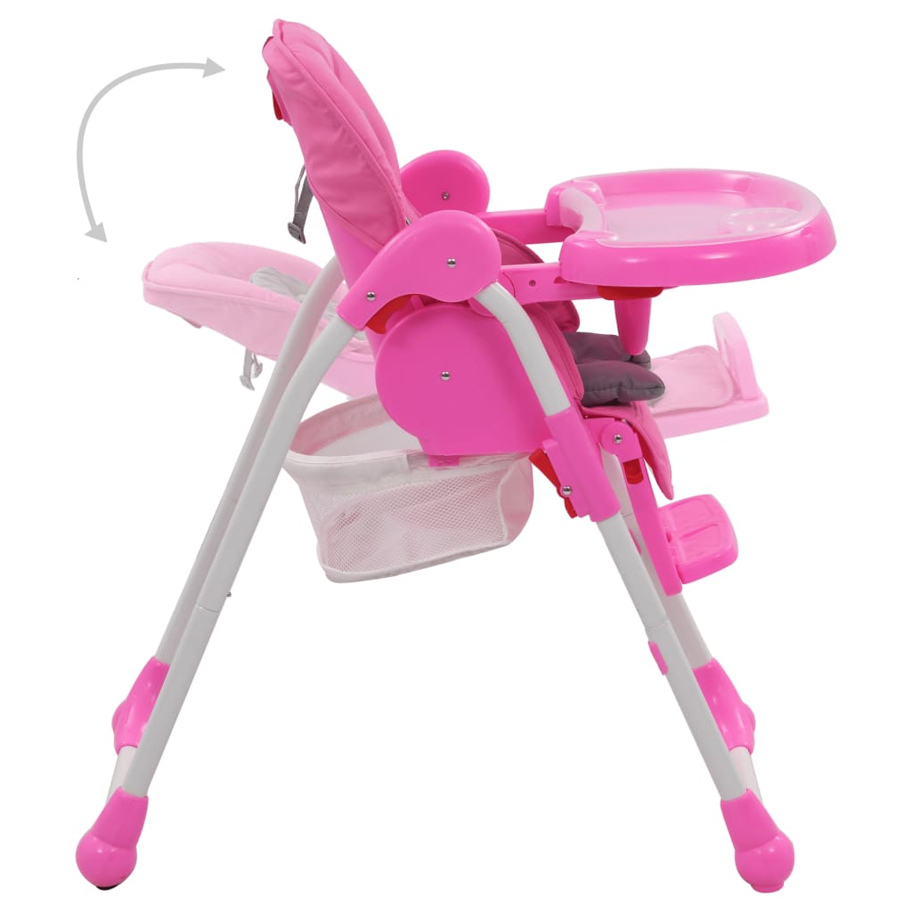 vidaXL Cadeira de refeição para bebé rosa e cinzento