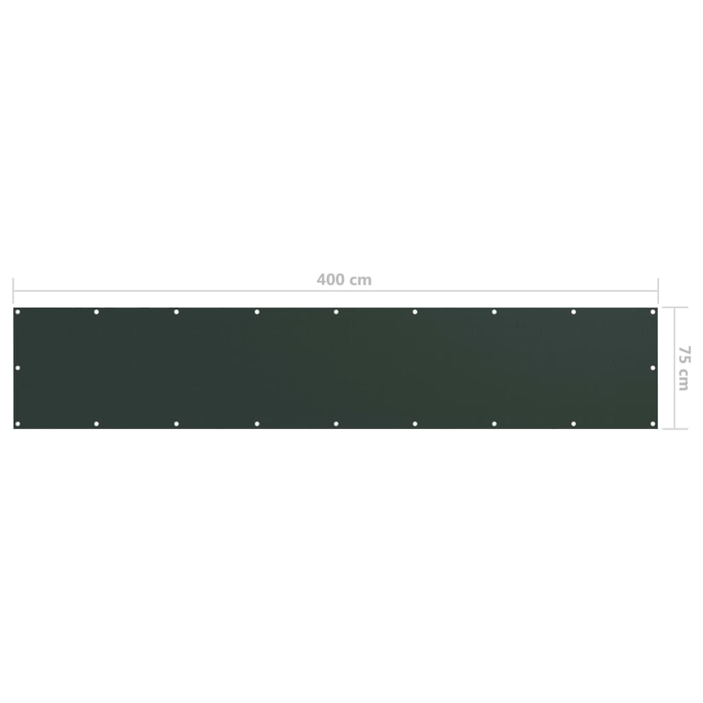vidaXL Tela de varanda 75x400 cm tecido Oxford verde-escuro