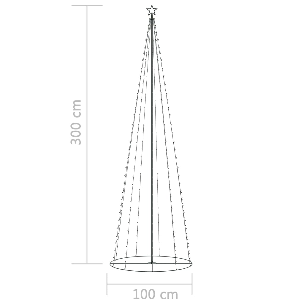 vidaXL Árvore de Natal em cone 330 luzes LED multicor 100x300cm