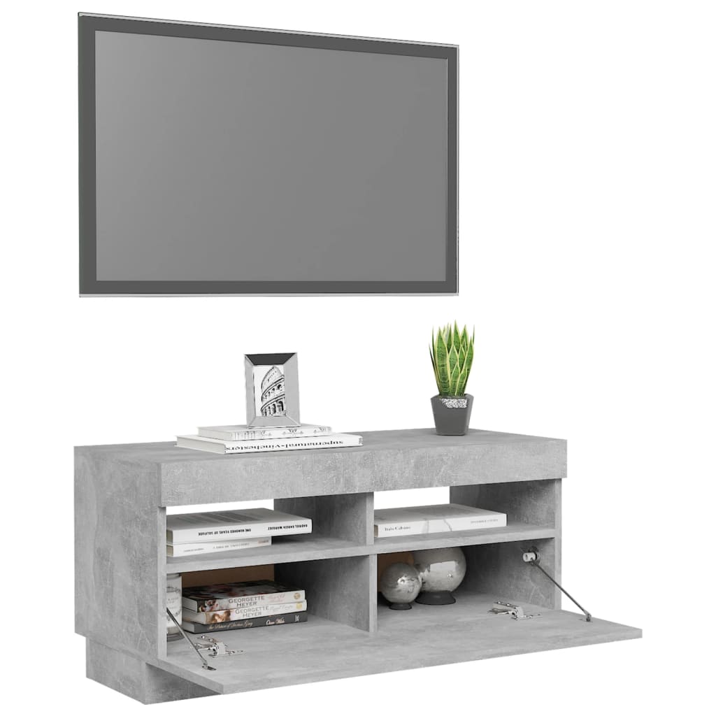 vidaXL Móvel de TV com luzes LED 80x35x40 cm cinzento cimento