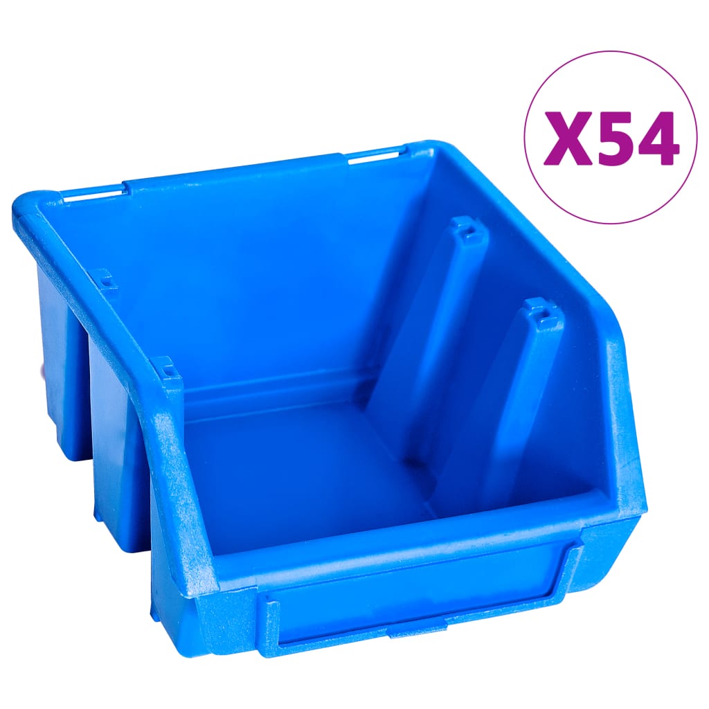 vidaXL 96 pcs Kit caixas arrumação com painéis de parede azul