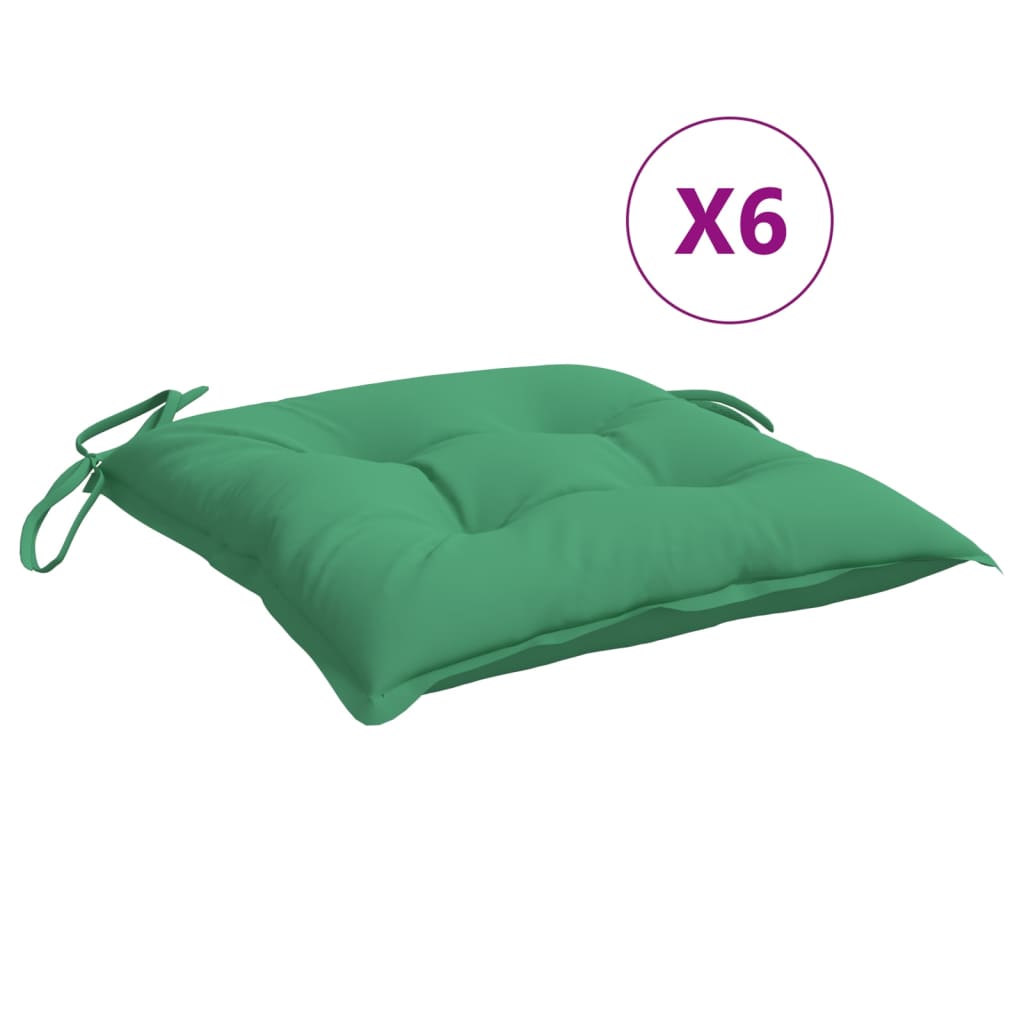 vidaXL Almofadões de cadeira 6 pcs 50x50x7 cm tecido oxford verde