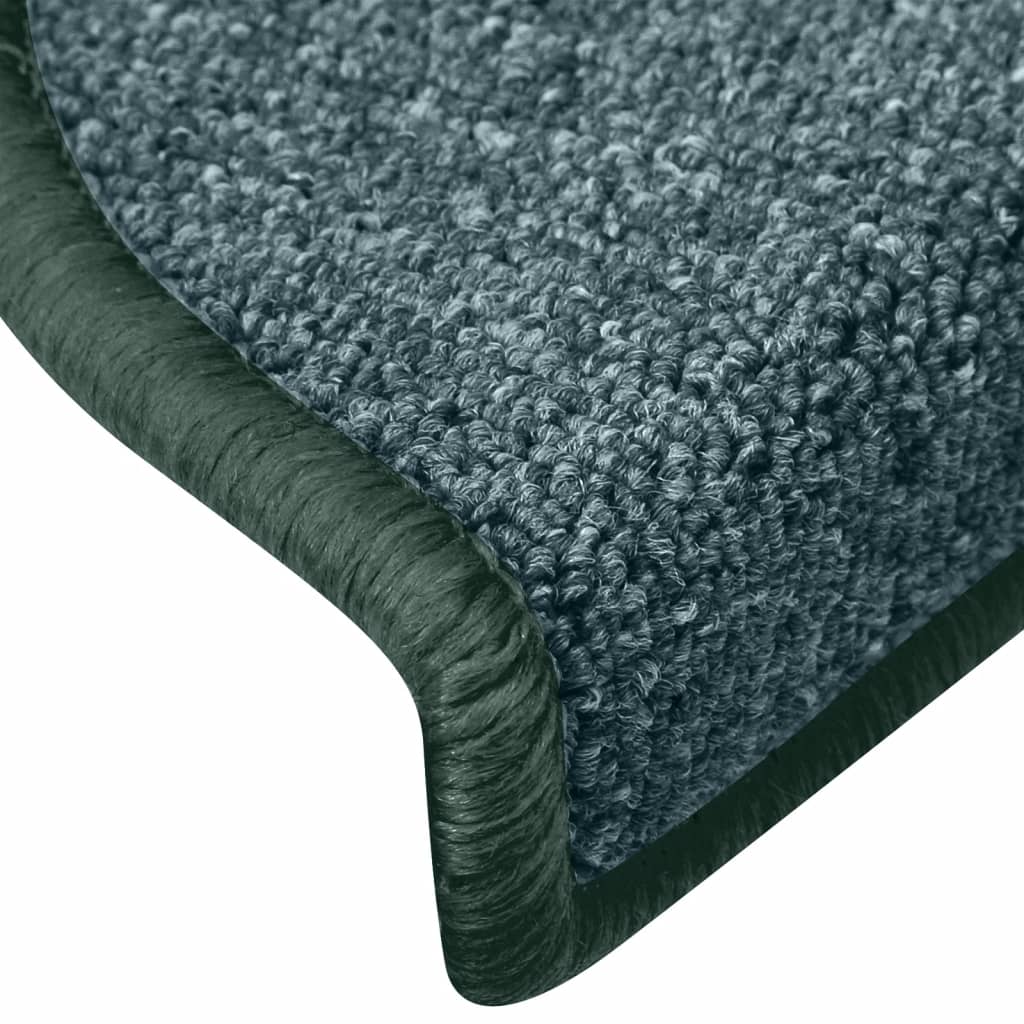 vidaXL Tapete/carpete para degraus 15 pcs 65x24x4cm verde-escuro