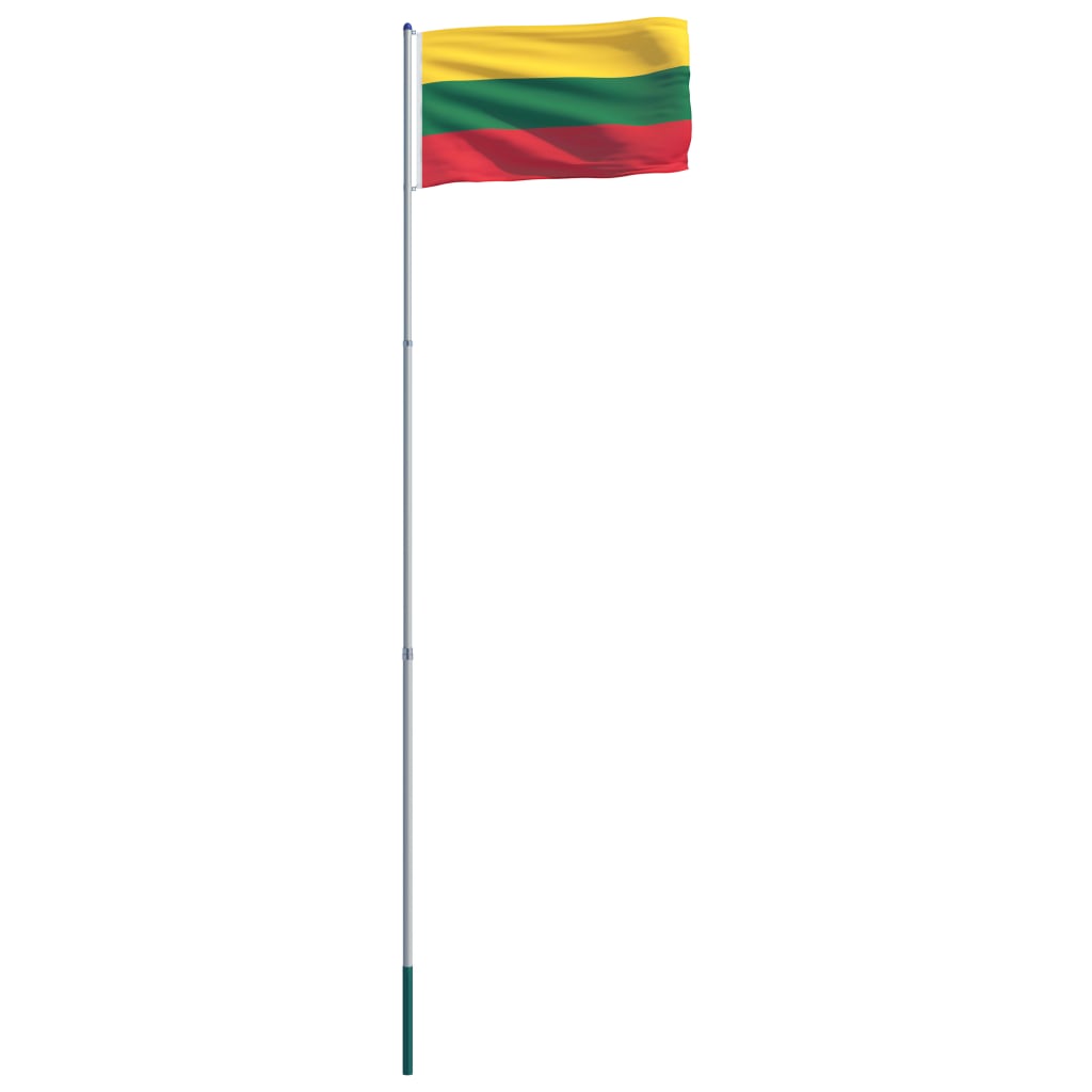 vidaXL Bandeira da Lituânia com mastro de alumínio 6 m