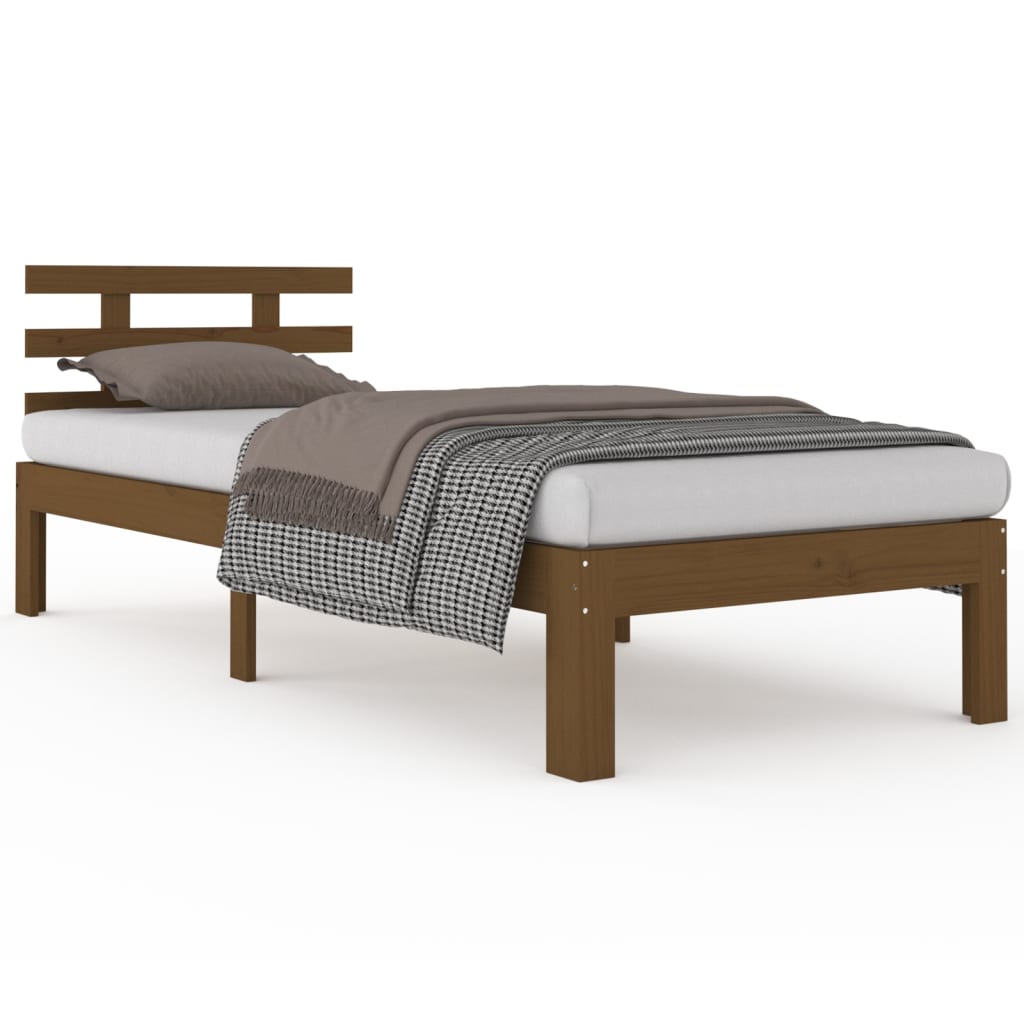 vidaXL Estrutura de cama 90x200 cm madeira maciça castanho mel