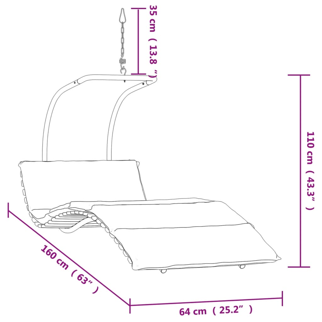 vidaXL Cadeira de baloiço c/ almofadão tecido/madeira de álamo maciça