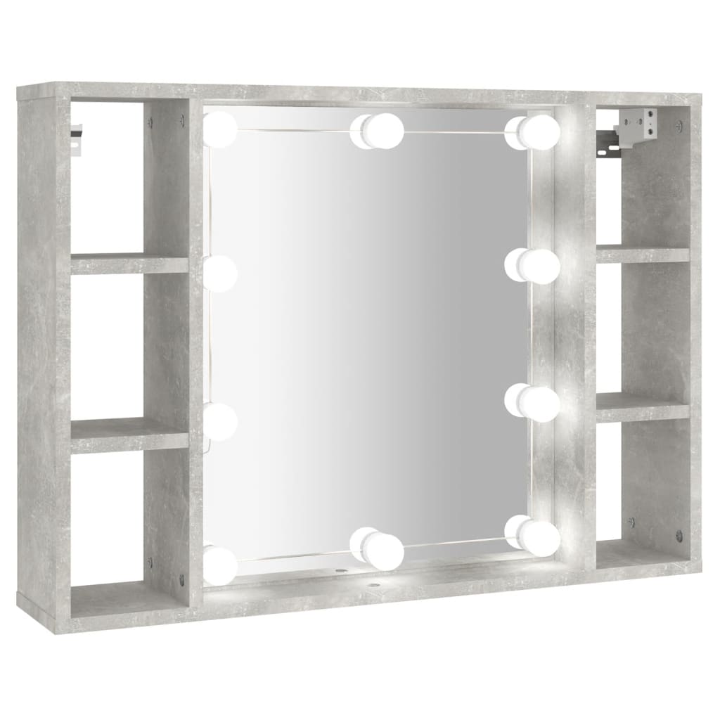 vidaXL Armário espelhado com LED 76x15x55 cm cinzento cimento