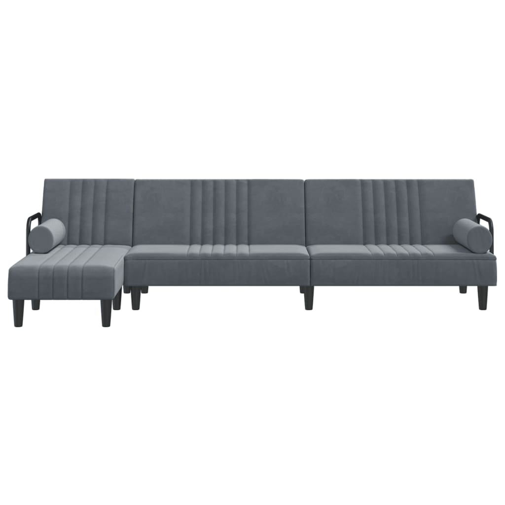 vidaXL Sofá-cama em forma de L 260x140x70 cm veludo cinzento-escuro
