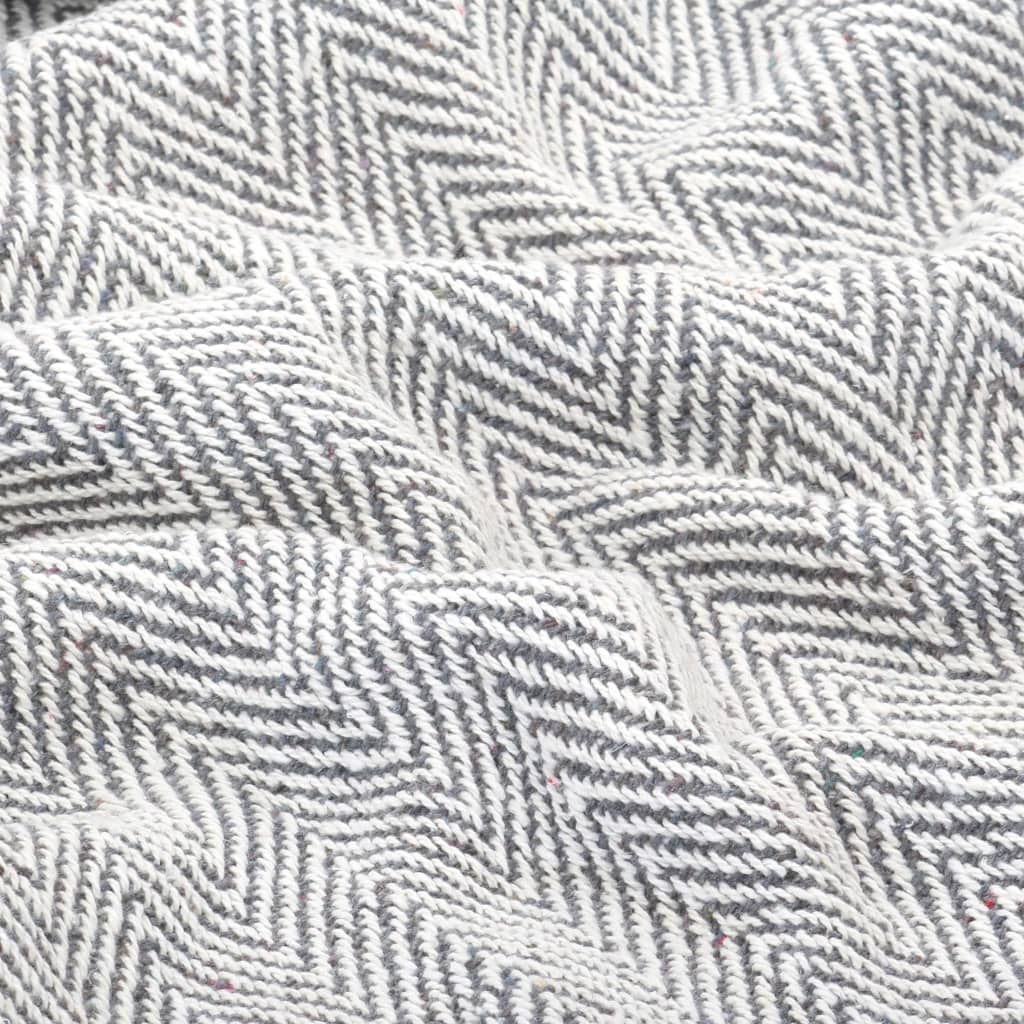vidaXL Manta em algodão 125x150 cm padrão espinha cinzento