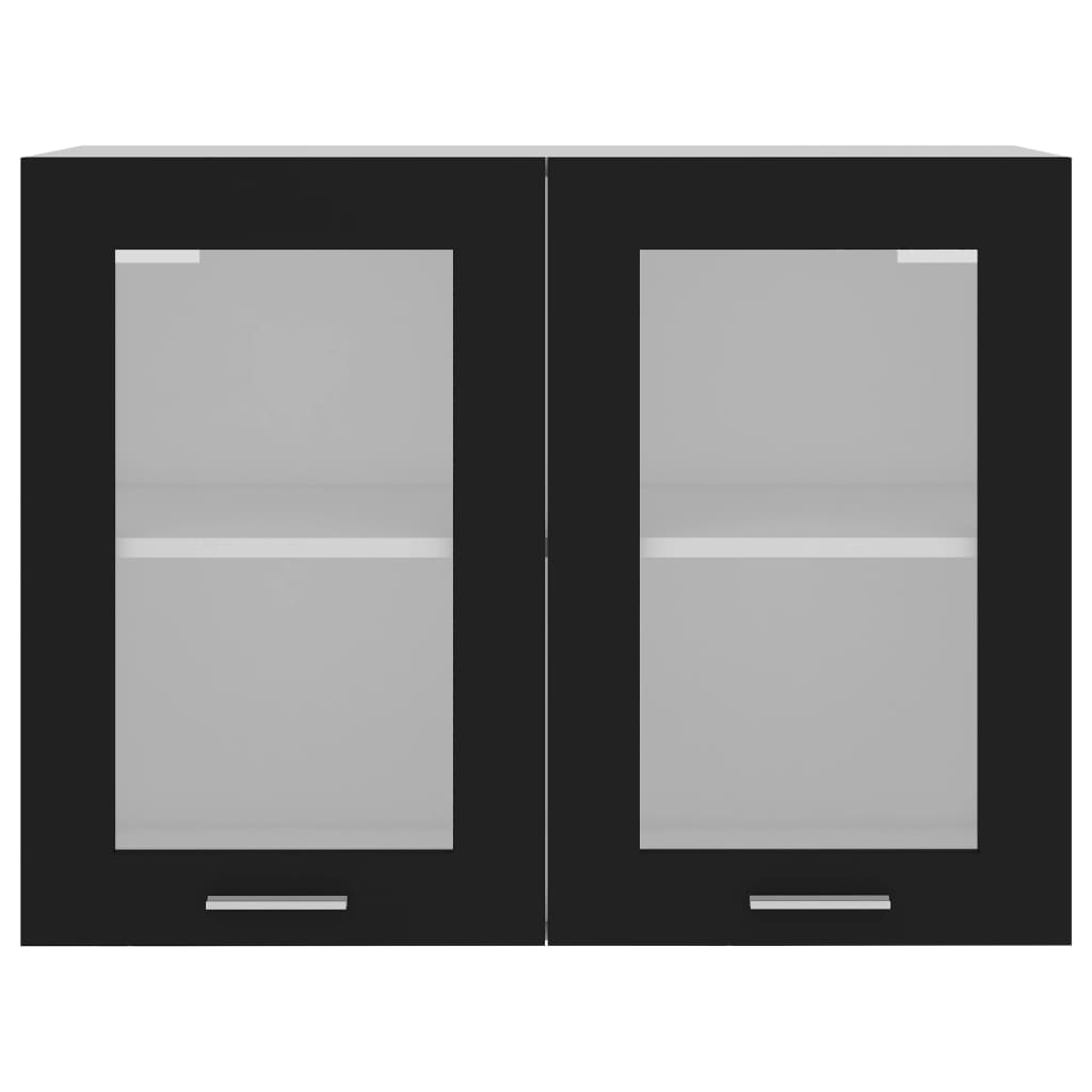 vidaXL Armário de parede c/ vidro 80x31x60 cm contraplacado preto