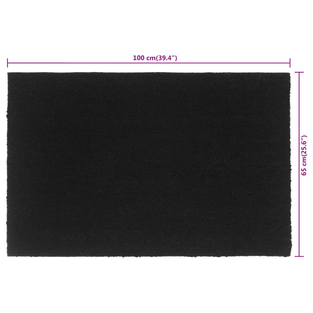 vidaXL Tapete de porta 65x100 cm fibra de coco tufada preto