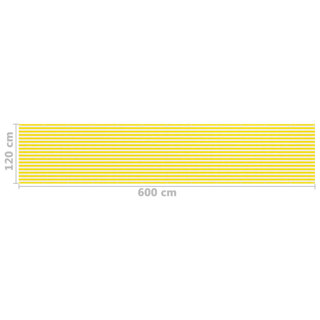 vidaXL Tela de varanda 120x600 cm PEAD amarelo e branco