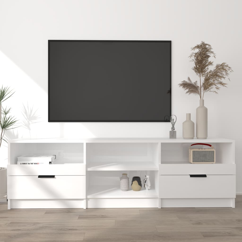 vidaXL Móvel para TV 150x33,5x45cm madeira processada branco brilhante