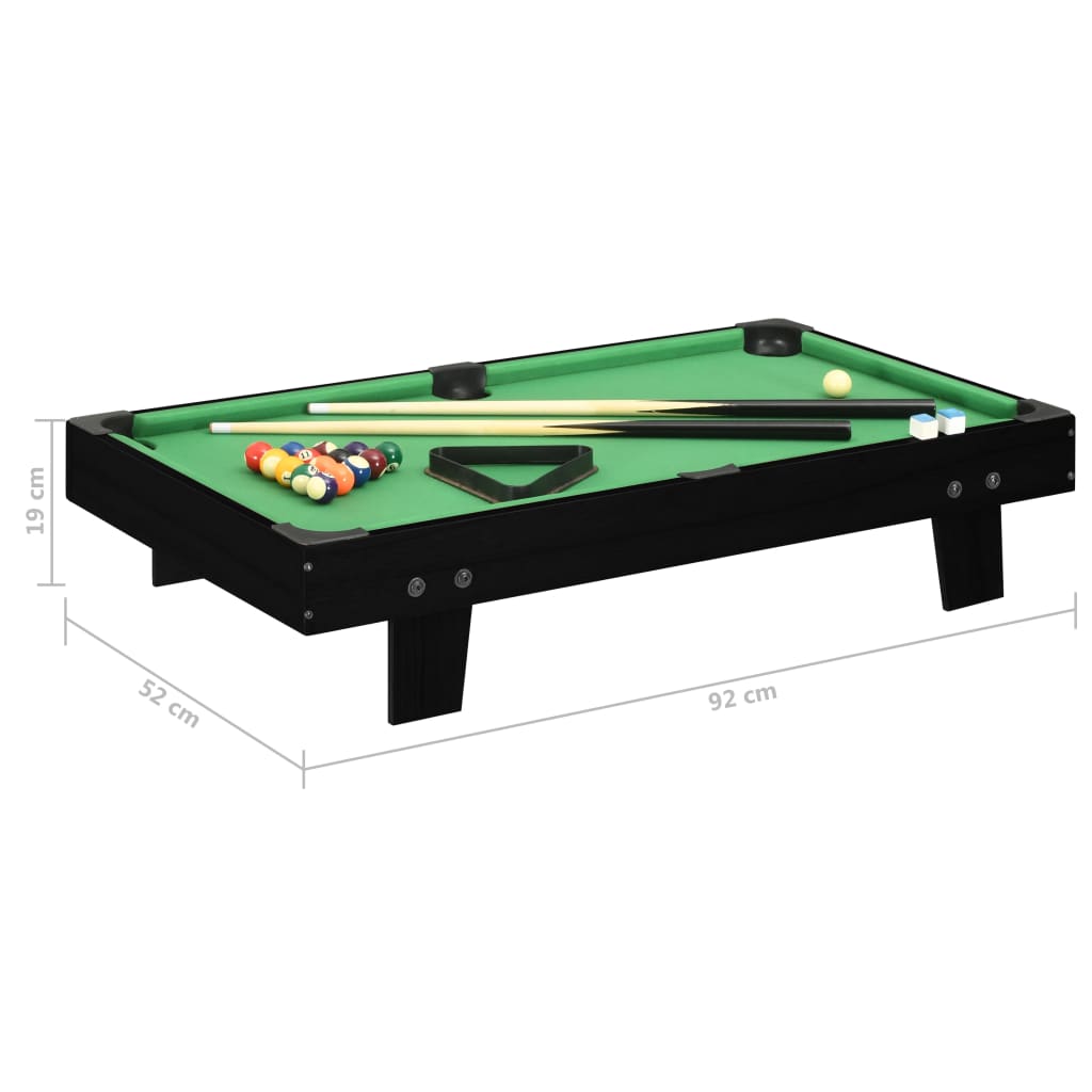 vidaXL Mini mesa de bilhar 92x52x19 cm preto e verde