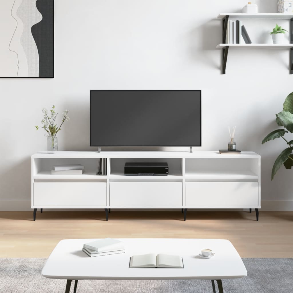 vidaXL Móvel de TV 150x30x44,5 cm derivados de madeira branco