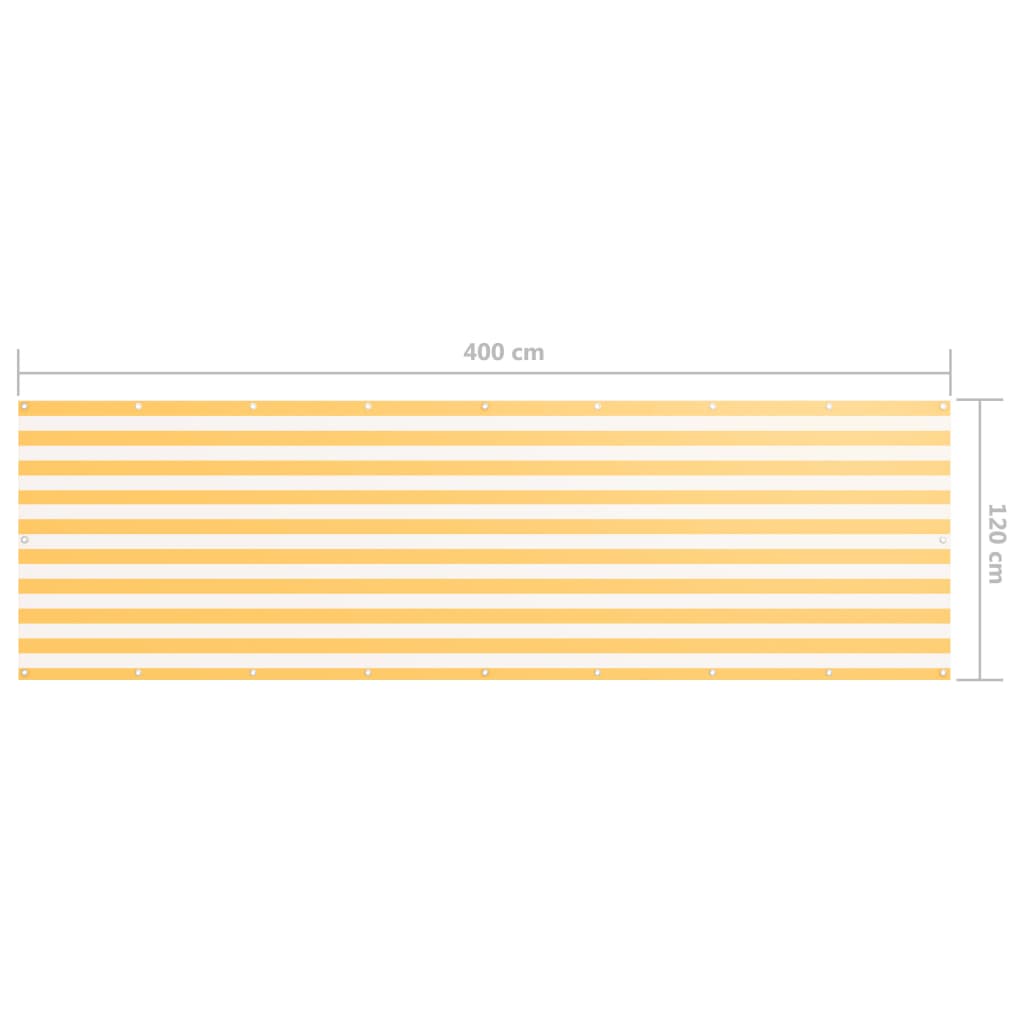 vidaXL Tela de varanda 120x400 cm tecido Oxford branco e amarelo