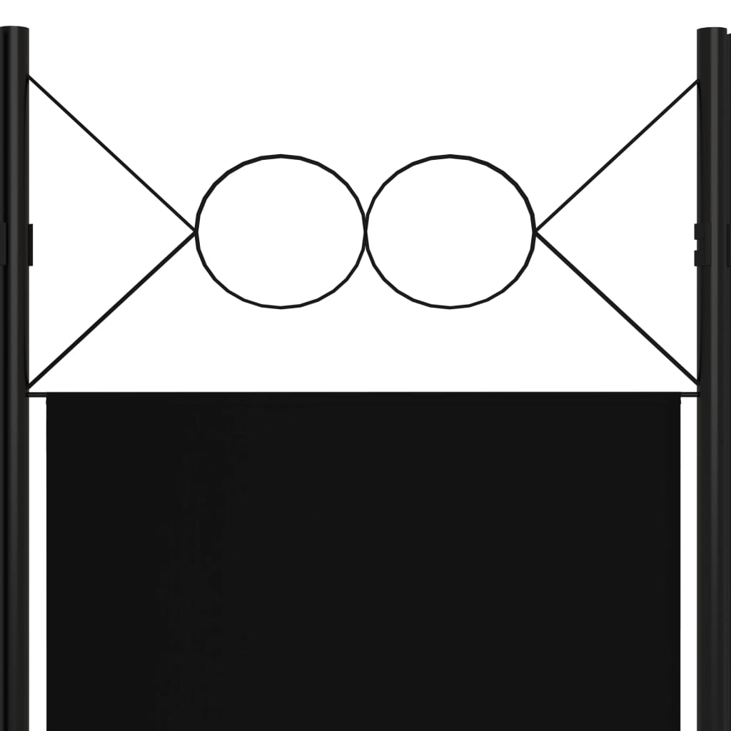 vidaXL Divisória de quarto com 5 painéis 200x180 cm preto