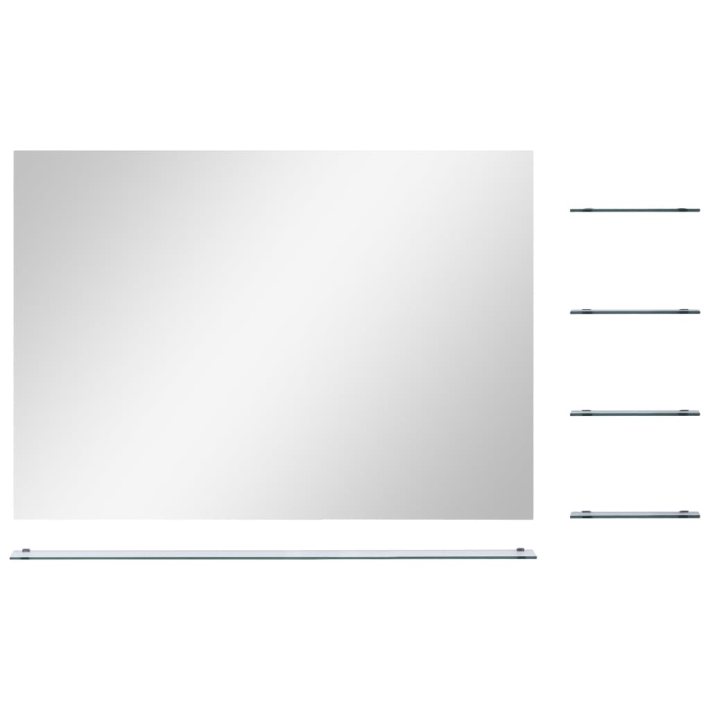 vidaXL Espelho de parede com 5 prateleiras 80x60 cm prateado