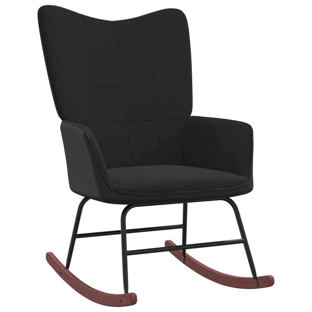 vidaXL Cadeira de baloiço com banco PVC e veludo preto