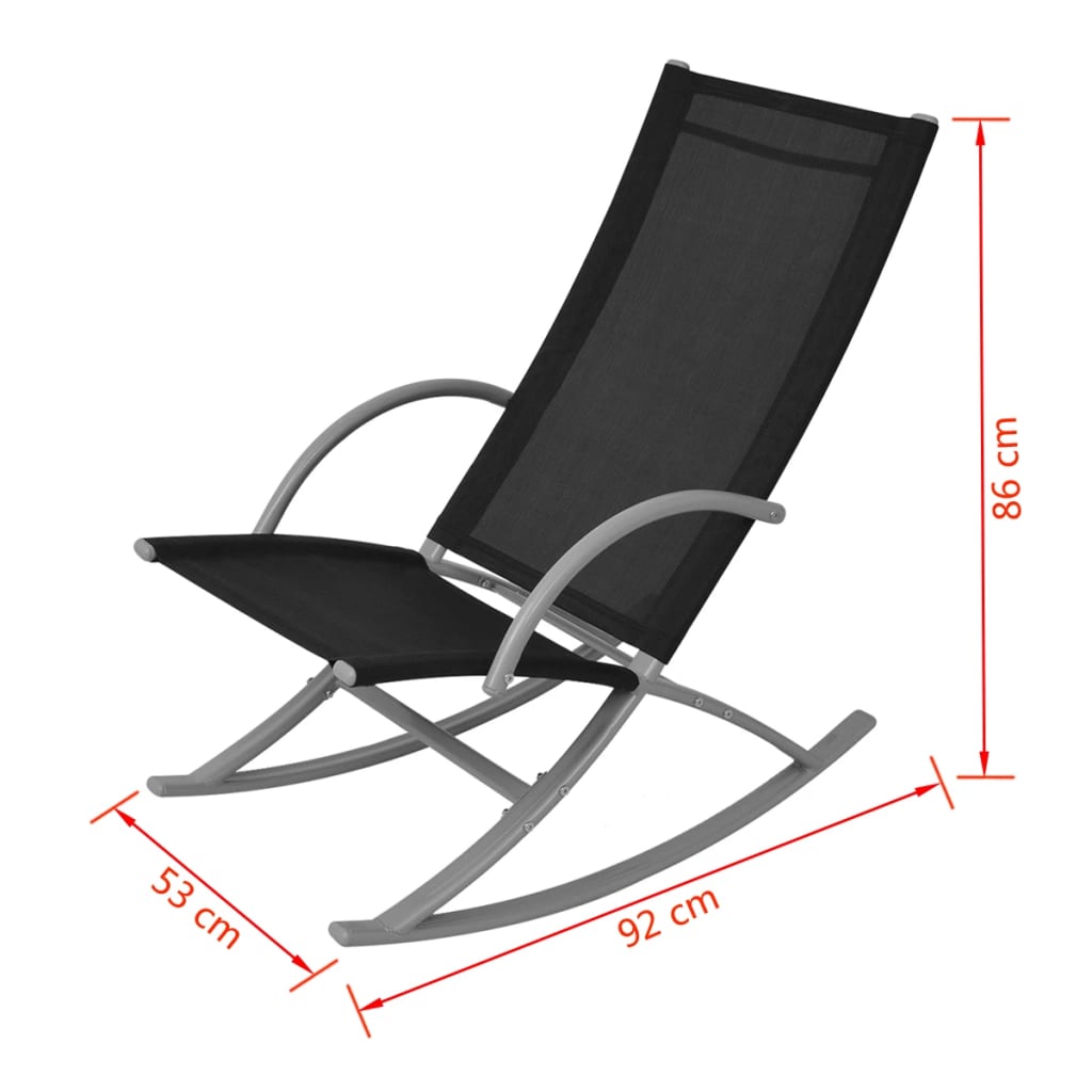 vidaXL Cadeiras de baloiço jardim 2 pcs aço e textilene preto