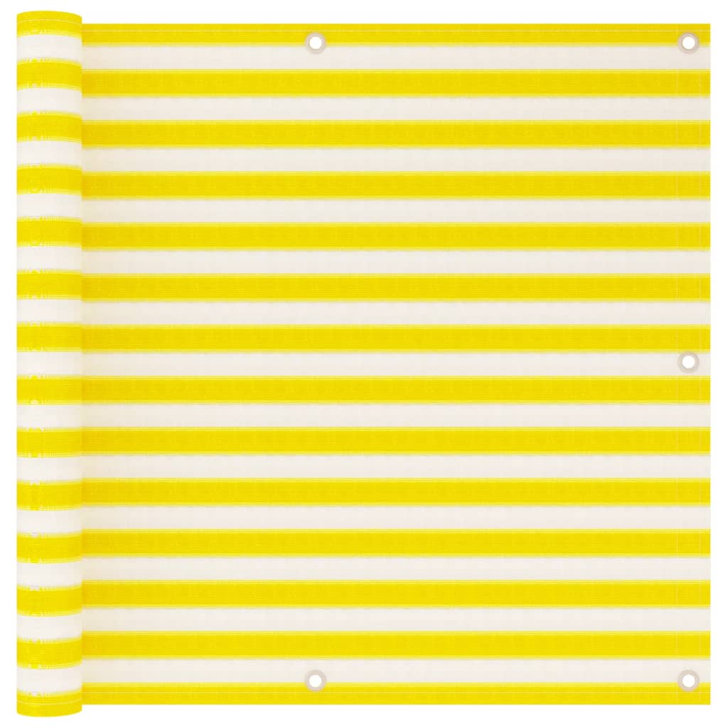 vidaXL Tela de varanda 90x500 cm PEAD amarelo e branco