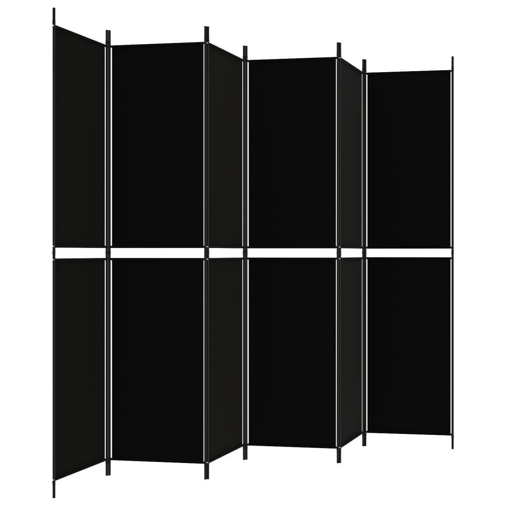 vidaXL Divisória de quarto com 6 painéis 300x220 cm tecido preto