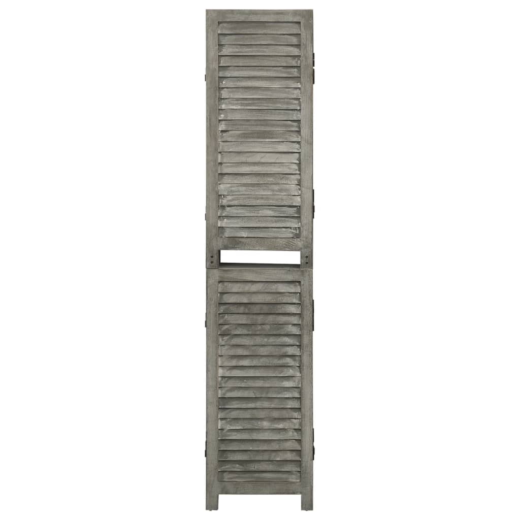 vidaXL Biombo com 5 painéis 179x166 cm madeira maciça cinzento