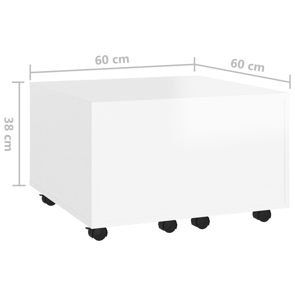 vidaXL Mesa de centro 60x60x38 cm contraplacado branco brilhante