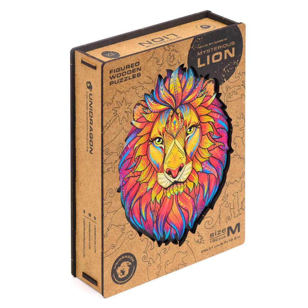UNIDRAGON Puzzle de madeira 192 pcs Mysterious Lion Medium 24x31 cm
