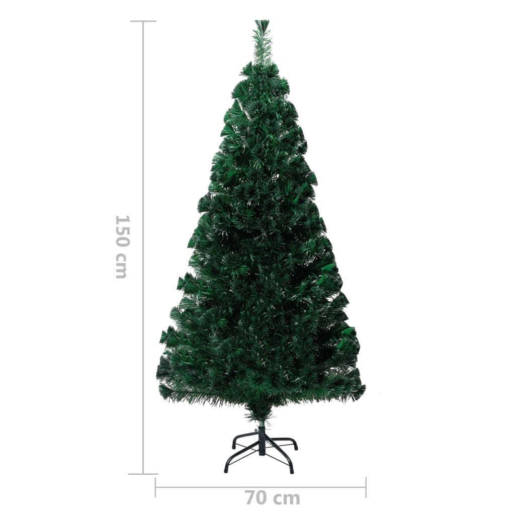 vidaXL Árvore de Natal artificial com suporte 150 cm fibra ótica verde