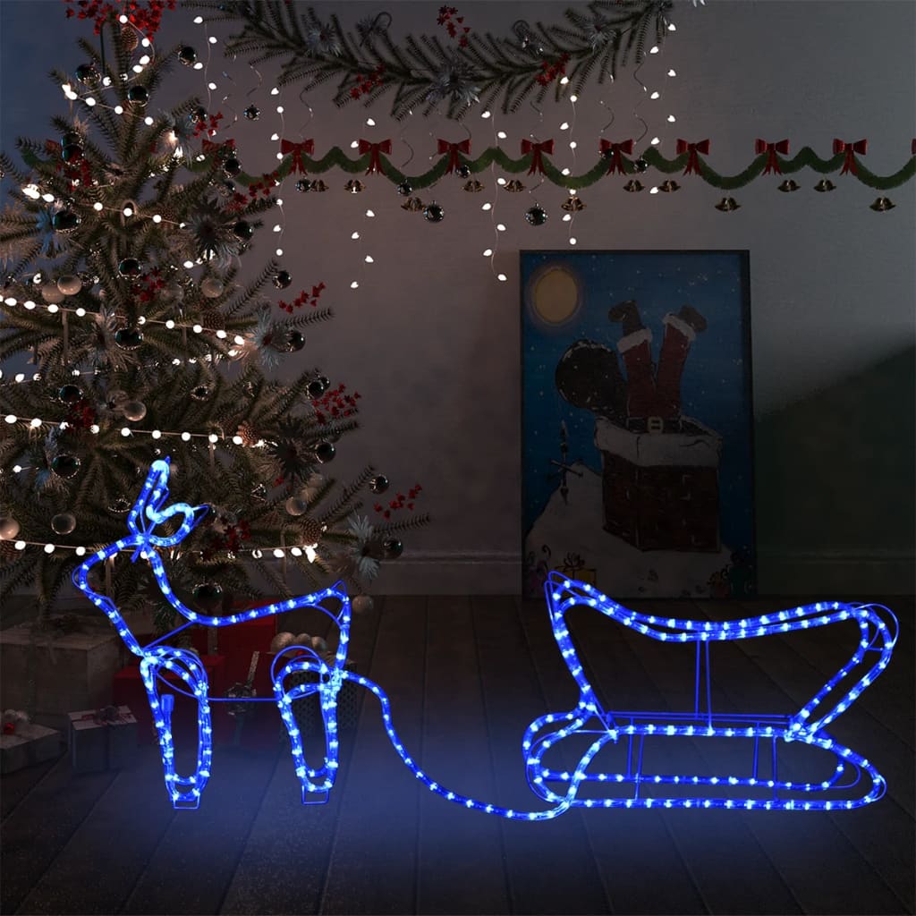 vidaXL Decoração de Natal rena e trenó de exterior 252 luzes LED