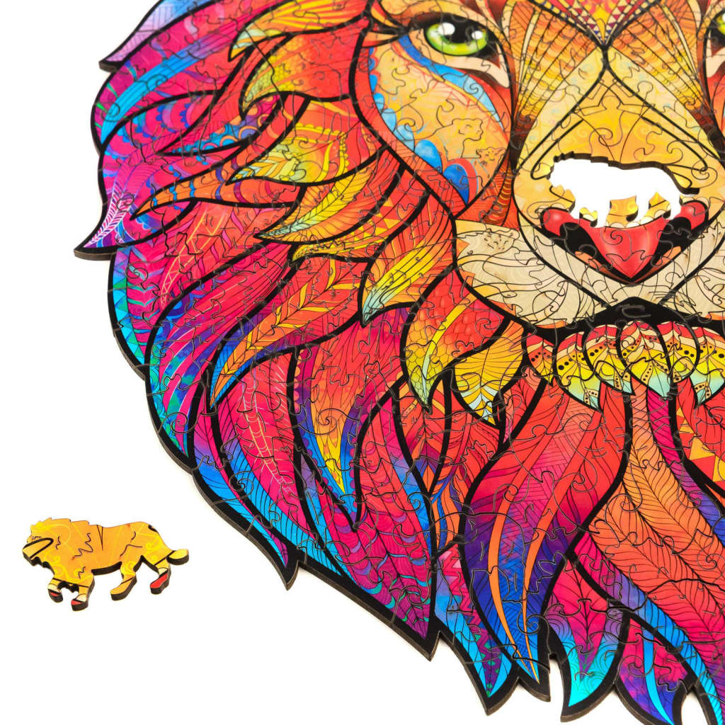 UNIDRAGON Puzzle de madeira 327 pcs Mysterious Lion King Size 31x40 cm
