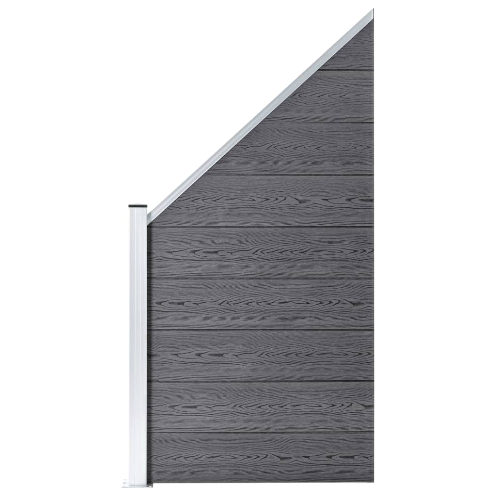 vidaXL Painel vedação WPC 8 quadrados/1 inclinado 1484x186 cm cinzento
