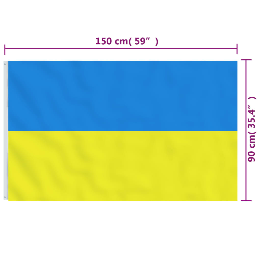 vidaXL Bandeira da Ucrânia c/ ilhós de latão 90x150 cm