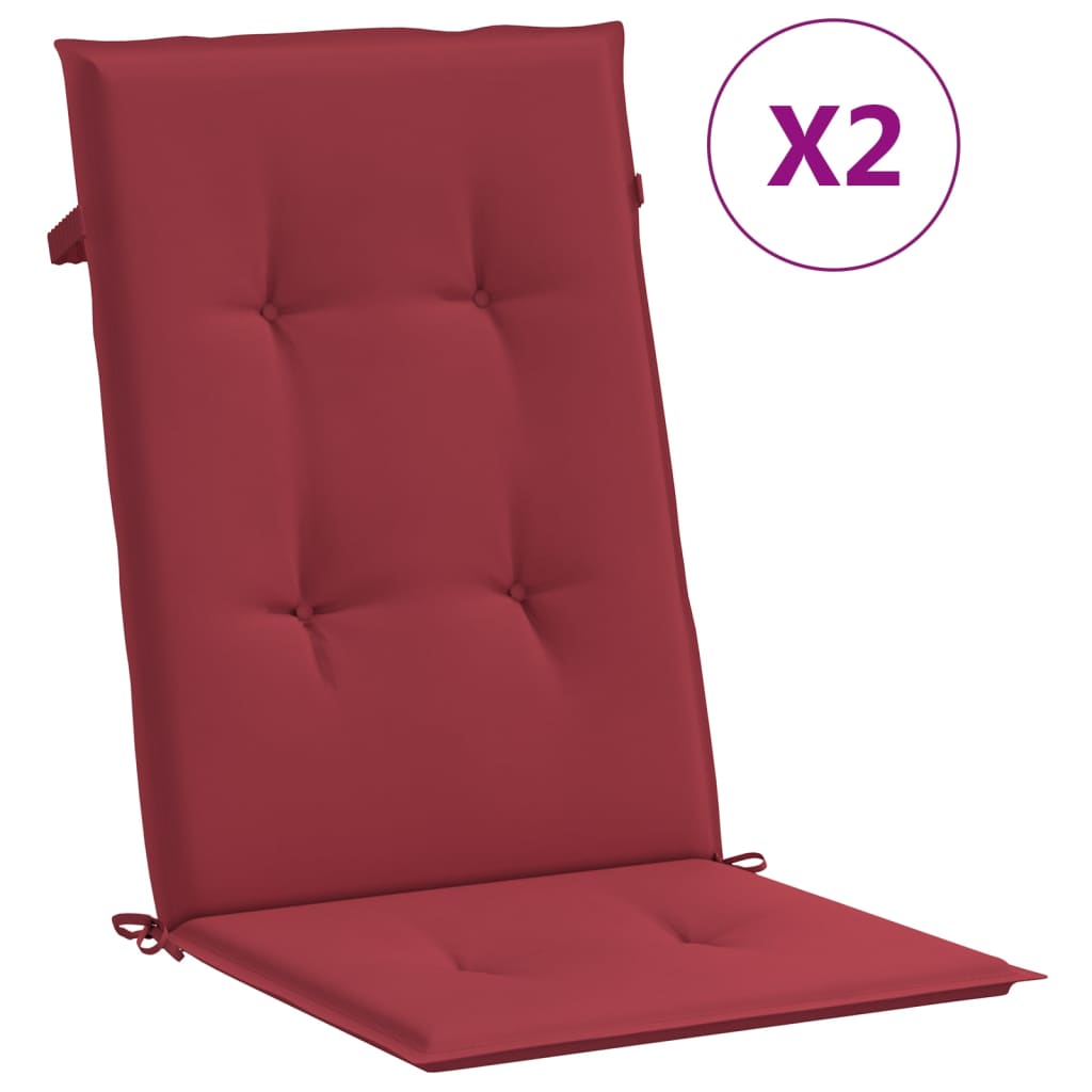 vidaXL Almofadões p/ cadeiras altas jardim 2 pcs tecido vermelho tinto