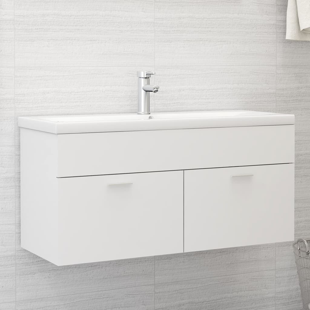 vidaXL Armário de lavatório 100x38,5x46 cm contraplacado branco