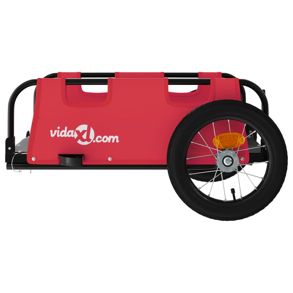 vidaXL Reboque de bicicleta tecido oxford/ferro vermelho