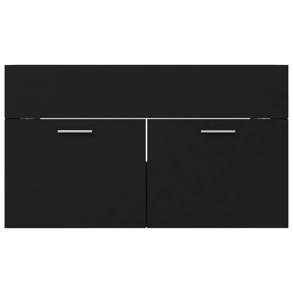 vidaXL Armário de lavatório 80x38,5x46 cm contraplacado preto