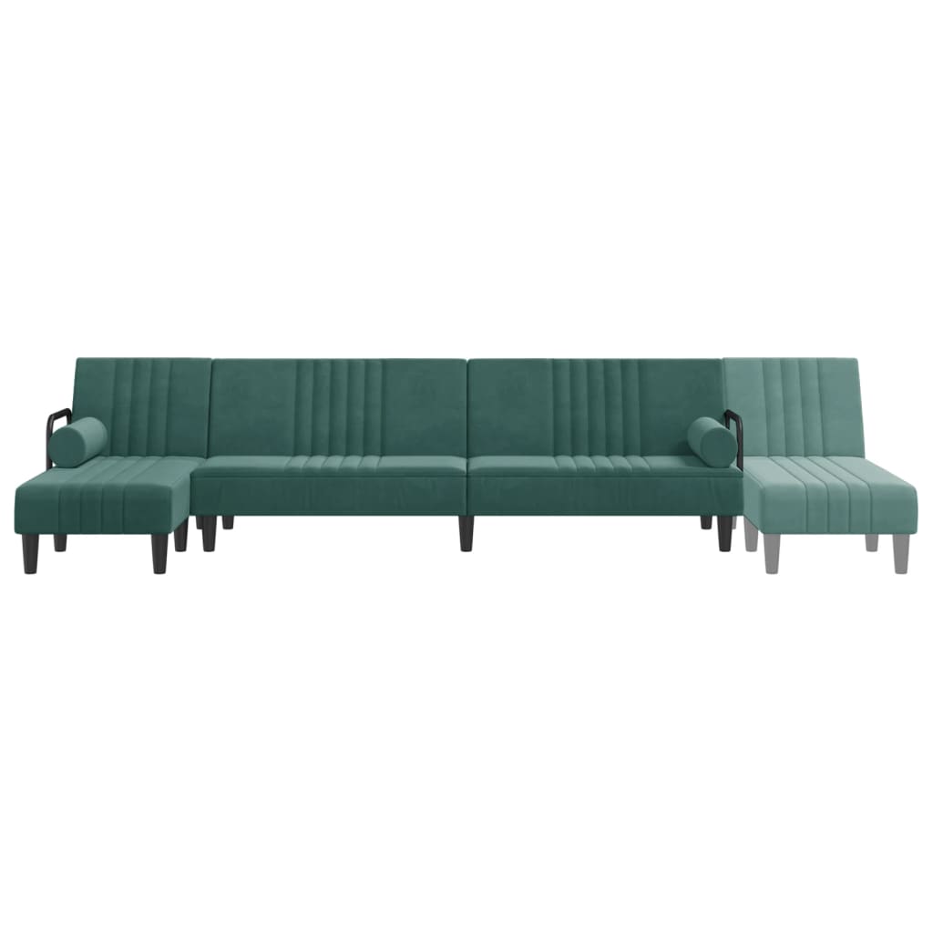 vidaXL Sofá-cama em forma de L 260x140x70 cm veludo verde-escuro