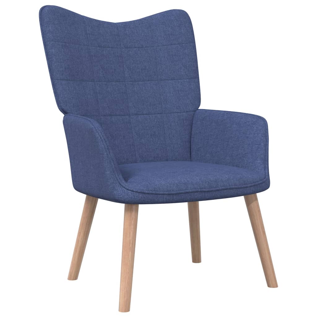 vidaXL Cadeira de descanso com banco tecido azul