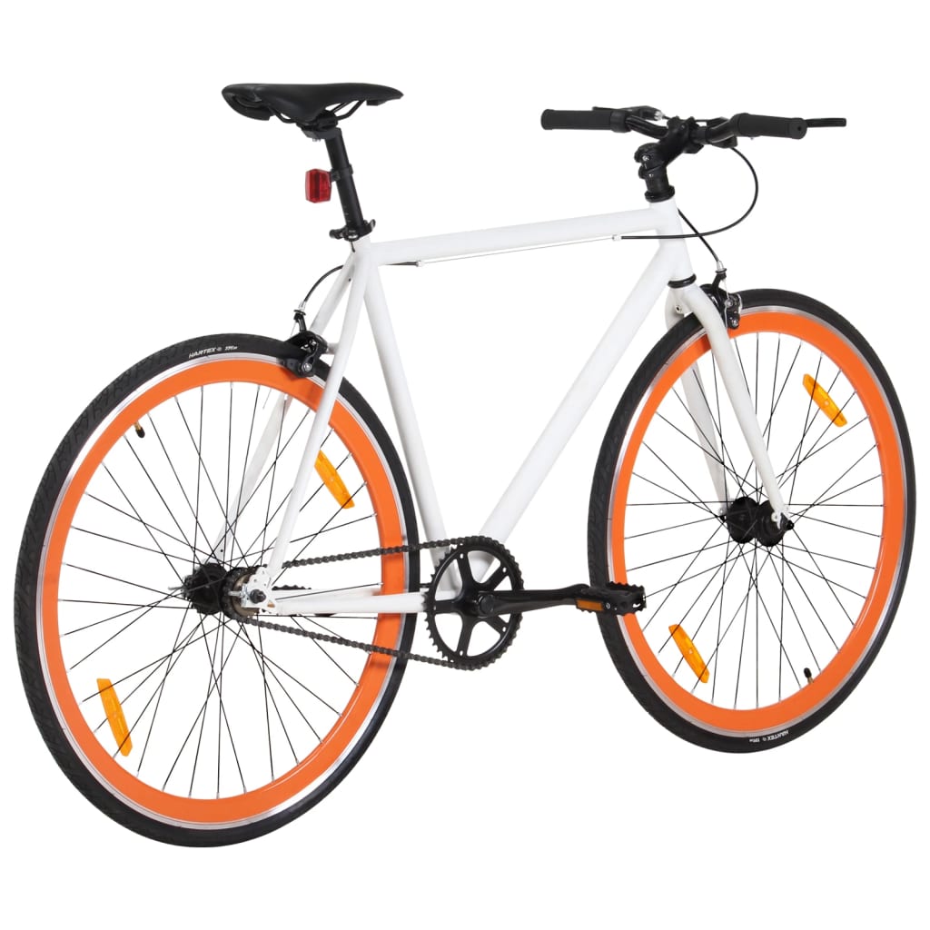 vidaXL Bicicleta de mudanças fixas 700c 51 cm branco e laranja